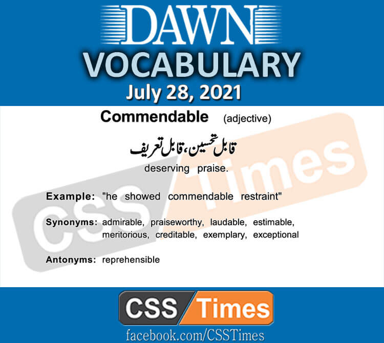 Daily DAWN News Vocabulary with Urdu Meaning (28 July 2021)