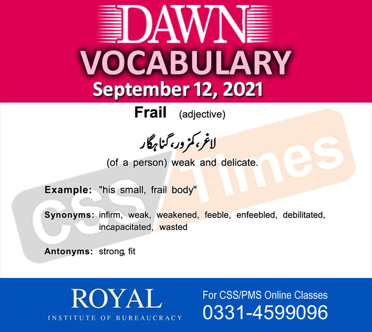Daily DAWN News Vocabulary with Urdu Meaning (12 September 2021)