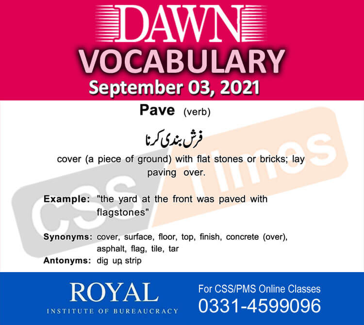 Daily DAWN News Vocabulary with Urdu Meaning (03 September 2021)