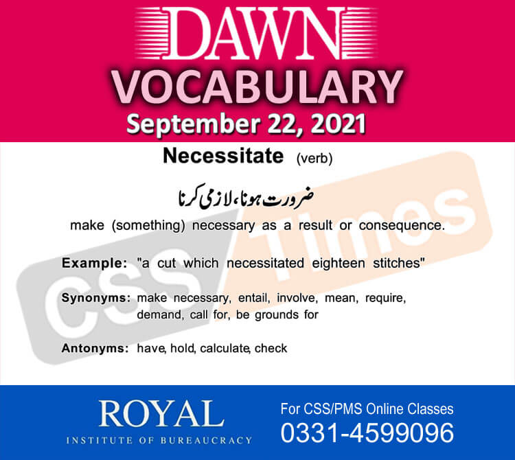 Daily DAWN News Vocabulary with Urdu Meaning (22 September 2021)