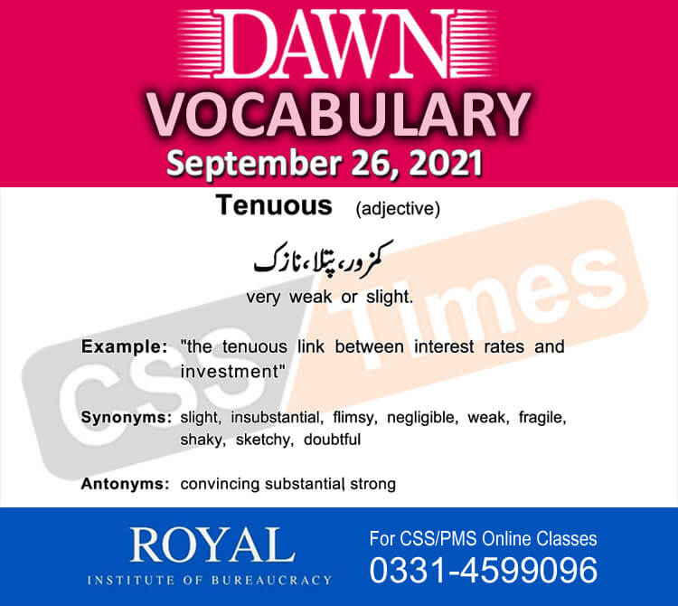 Daily DAWN News Vocabulary with Urdu Meaning (26 September 2021)