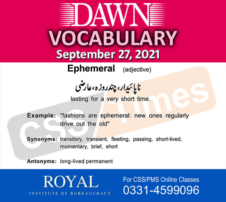 Daily DAWN News Vocabulary with Urdu Meaning (27 September 2021)