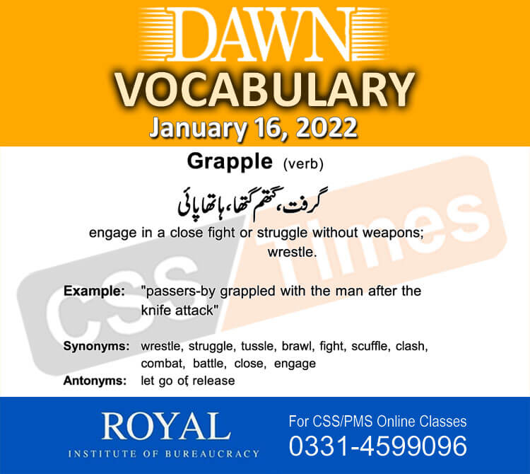 Daily DAWN News Vocabulary with Urdu Meaning (16 January 2022)