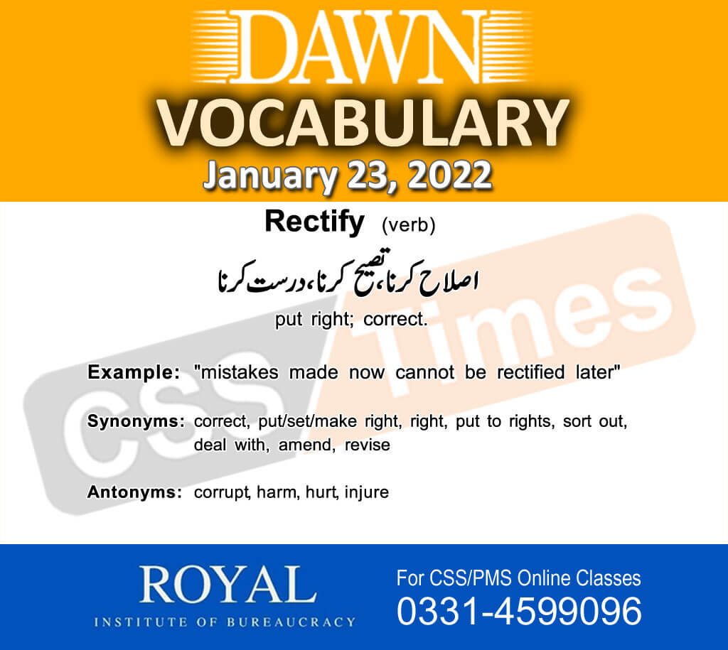 Daily DAWN News Vocabulary with Urdu Meaning (23 January 2022)