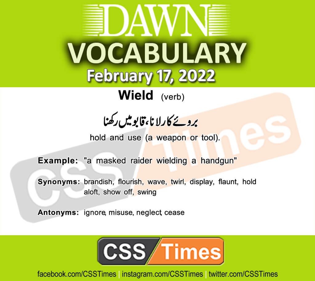 Daily DAWN News Vocabulary with Urdu Meaning (17 February 2022)