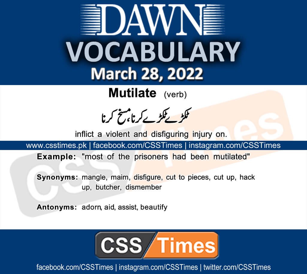 Daily DAWN News Vocabulary with Urdu Meaning (28 March 2022)
