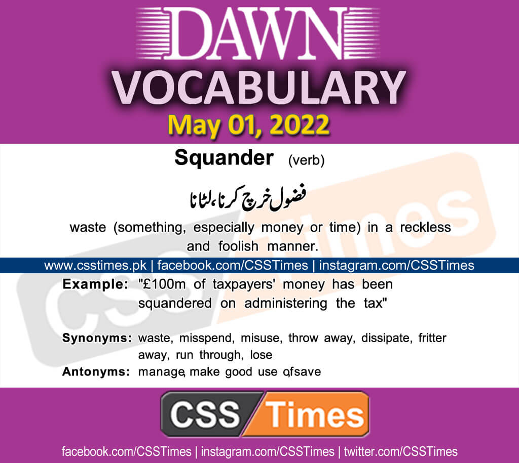 Daily DAWN News Vocabulary with Urdu Meaning (01 May 2022)