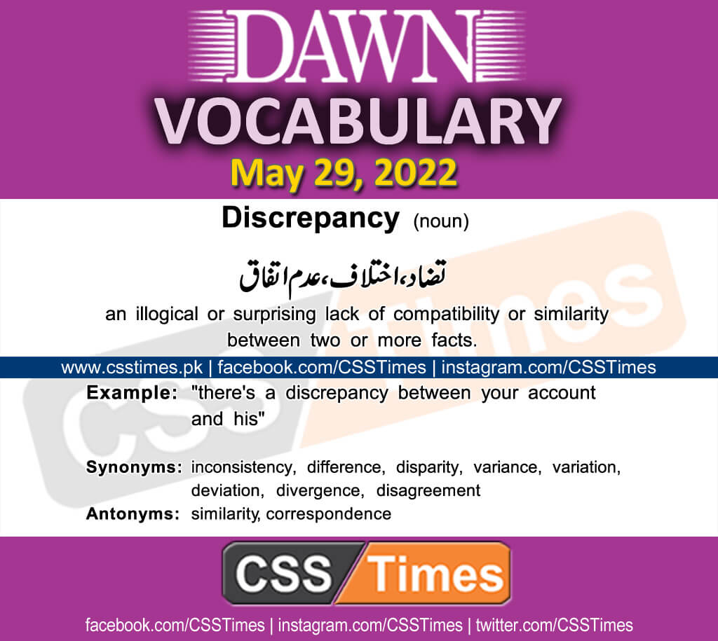 Daily DAWN News Vocabulary with Urdu Meaning (29 May 2022)