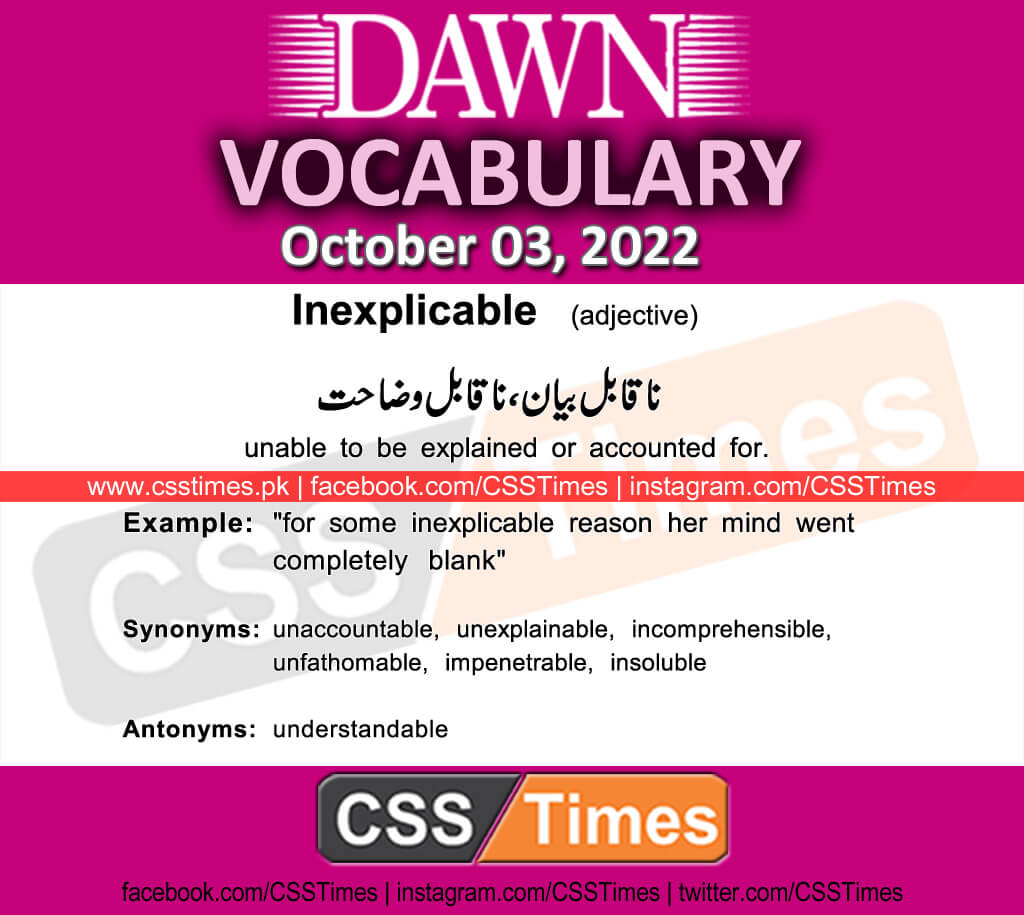 Daily DAWN News Vocabulary with Urdu Meaning (03 Oct 2023)