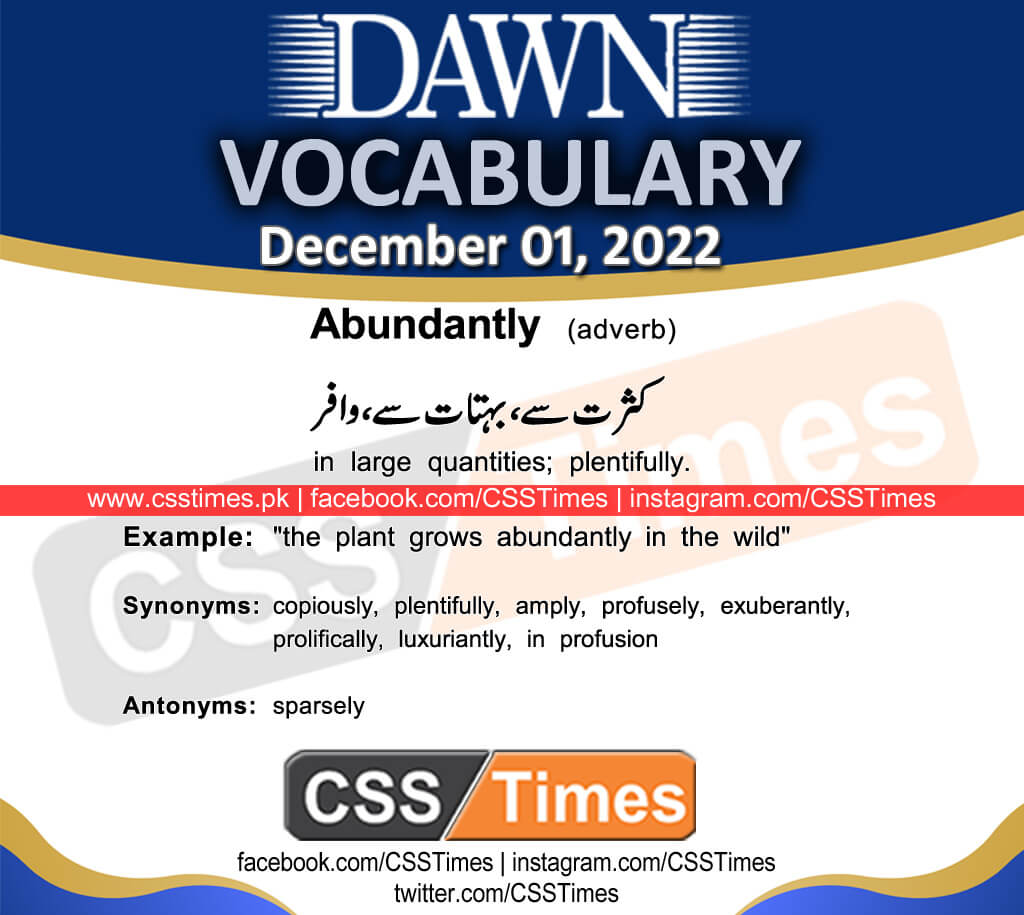 Daily DAWN News Vocabulary with Urdu Meaning (01 December 2020)