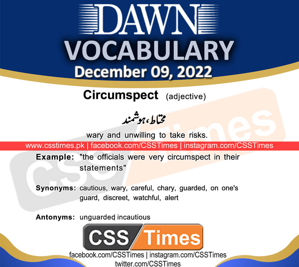 Daily DAWN News Vocabulary with Urdu Meaning (09 December 2022)