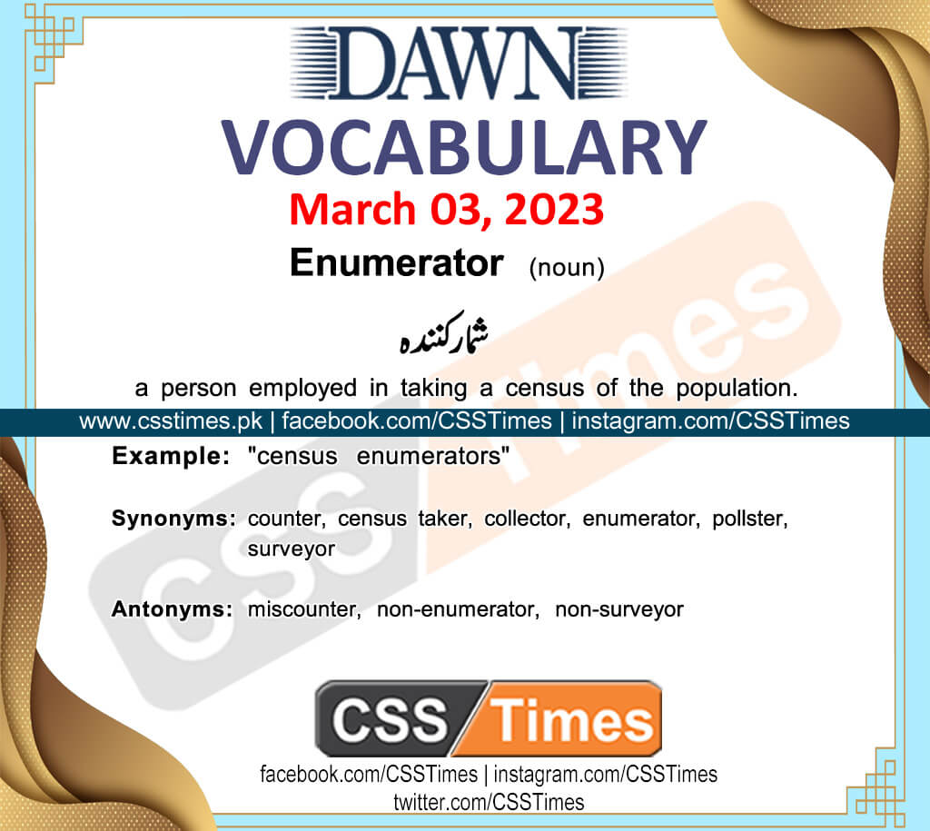 Daily DAWN News Vocabulary with Urdu Meaning (03 March 2023)
