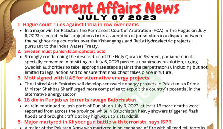 Daily Top 10 Current Affairs Mcqsnews July 7 2023 For Css 8145