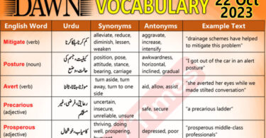 Daily DAWN News Vocabulary with Urdu Meaning (22 Oct 2023)