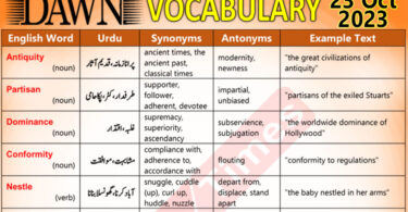 Daily DAWN News Vocabulary with Urdu Meaning (23 Oct 2023)