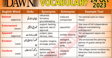 Daily DAWN News Vocabulary with Urdu Meaning (24 Oct 2023)