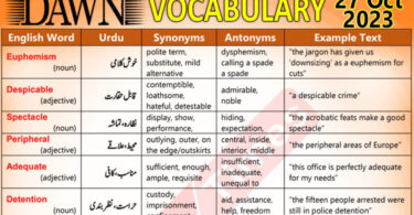 Daily DAWN News Vocabulary with Urdu Meaning (27 Oct 2023)