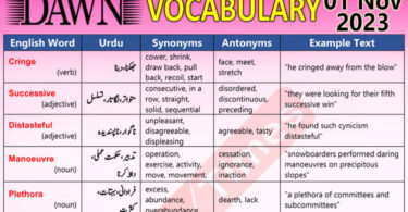 Daily DAWN News Vocabulary with Urdu Meaning (01 Nov 2023)