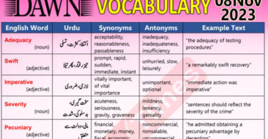 Daily DAWN News Vocabulary with Urdu Meaning (08 Nov 2023)