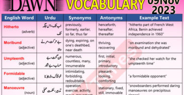 Daily DAWN News Vocabulary with Urdu Meaning (09 Nov 2023)