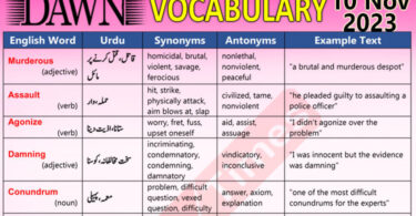 Daily DAWN News Vocabulary with Urdu Meaning (10 Nov 2023)