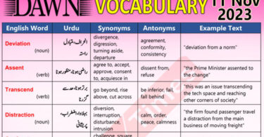 Daily DAWN News Vocabulary with Urdu Meaning (11 Nov 2023)