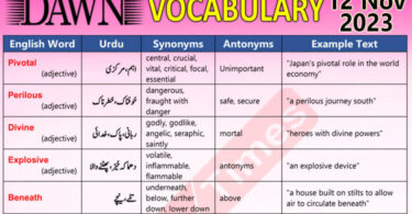 Daily DAWN News Vocabulary with Urdu Meaning (12 Nov 2023)