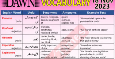 Daily DAWN News Vocabulary with Urdu Meaning (18 Nov 2023)