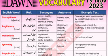 Daily DAWN News Vocabulary with Urdu Meaning (19 Nov 2023)