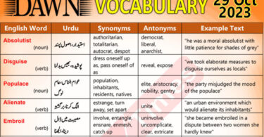 Daily DAWN News Vocabulary with Urdu Meaning (29 Oct 2023)