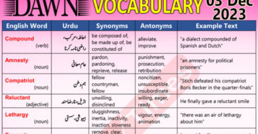 Daily DAWN News Vocabulary with Urdu Meaning (03 Dec 2023)