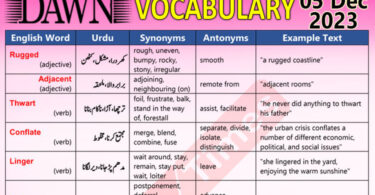 Daily DAWN News Vocabulary with Urdu Meaning (05 Dec 2023)