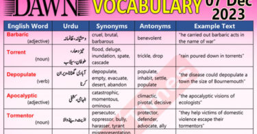 Daily DAWN News Vocabulary with Urdu Meaning (07 Dec 2023)