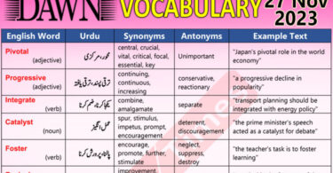 Daily DAWN News Vocabulary with Urdu Meaning (27 Nov 2023)