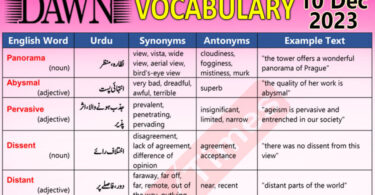 Daily DAWN News Vocabulary with Urdu Meaning (10 Dec 2023)