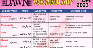 Daily DAWN News Vocabulary with Urdu Meaning (11 Dec 2023)