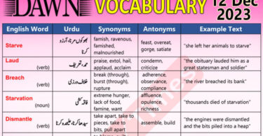 Daily DAWN News Vocabulary with Urdu Meaning (12 Dec 2023)