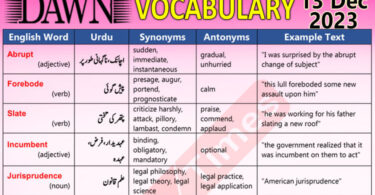 Daily DAWN News Vocabulary with Urdu Meaning (13 Dec 2023)