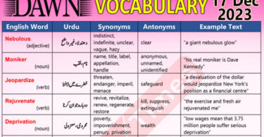 Daily DAWN News Vocabulary with Urdu Meaning (17 Dec 2023)