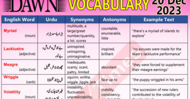 Daily DAWN News Vocabulary with Urdu Meaning (20 Dec 2023)