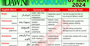 Daily DAWN News Vocabulary with Urdu Meaning (07 May 2024)