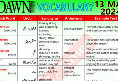 Daily DAWN News Vocabulary with Urdu Meaning (13 May 2024)