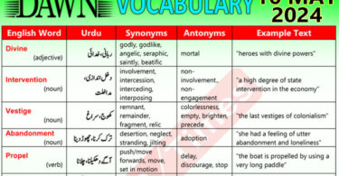 Daily DAWN News Vocabulary with Urdu Meaning (16 May 2024)
