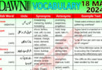 Daily DAWN News Vocabulary with Urdu Meaning (18 May 2024)