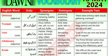 Daily DAWN News Vocabulary with Urdu Meaning (18 May 2024)