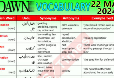 Daily DAWN News Vocabulary with Urdu Meaning (22 May 2024)