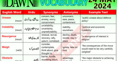 Daily DAWN News Vocabulary with Urdu Meaning (24 May 2024)