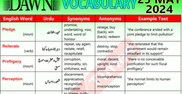 Daily DAWN News Vocabulary with Urdu Meaning (25 May 2024)