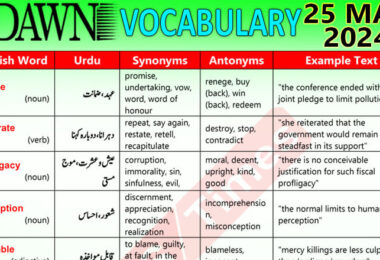 Daily DAWN News Vocabulary with Urdu Meaning (25 May 2024)