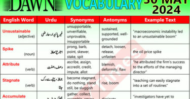 Daily DAWN News Vocabulary with Urdu Meaning (30 May 2024)
